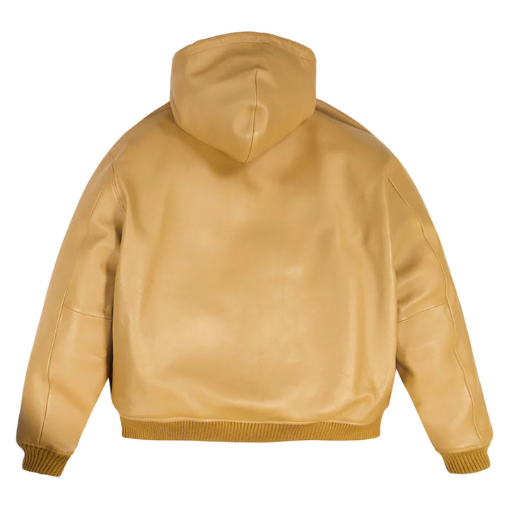Avirex SCRIPT LEATHER HOODIE (Wheat)