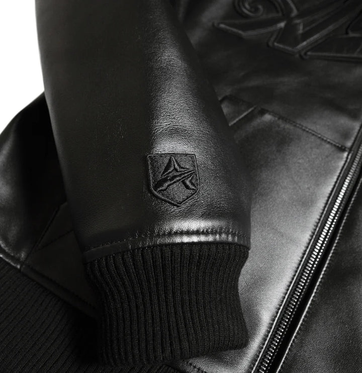 Avirex SCRIPT LEATHER HOODIE (Black)