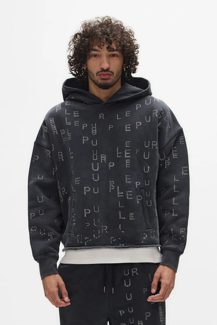 Purple Studded Sequin Hoodie (Black)