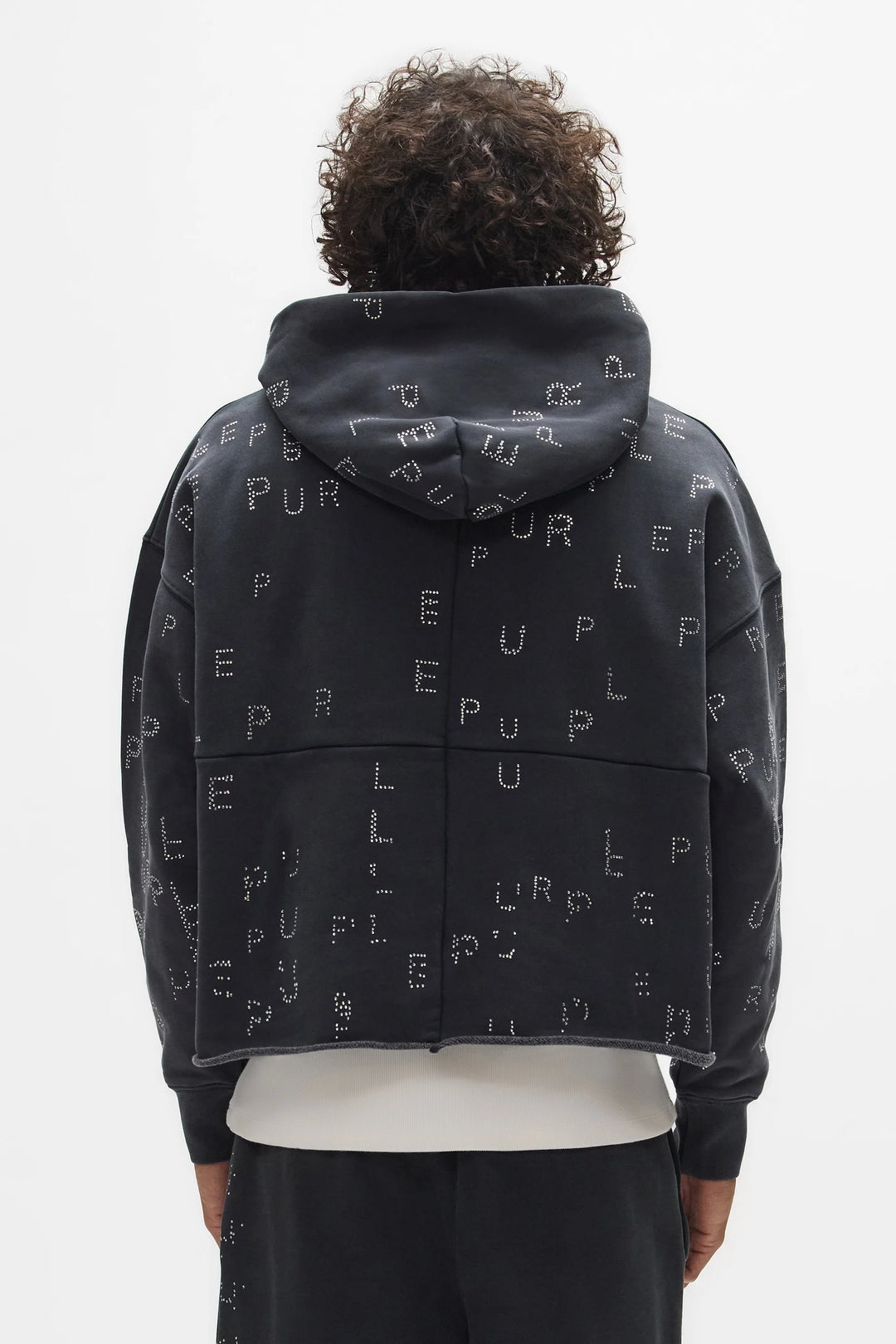Purple Studded Sequin Hoodie (Black)