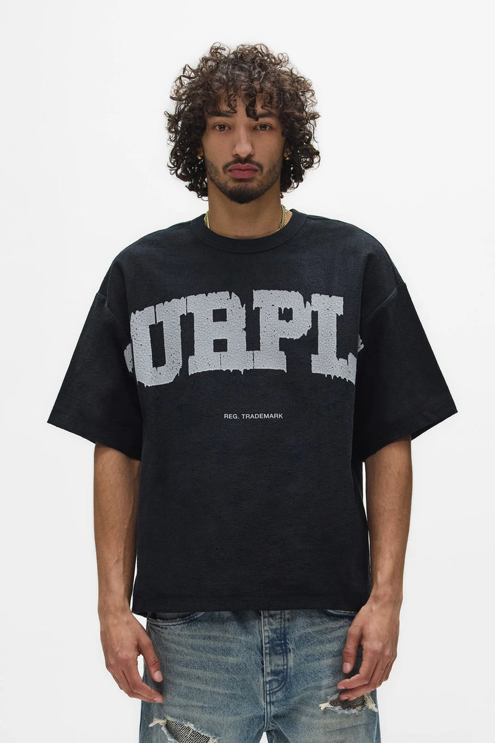 Purple Crackle Wordmark Tee (Black)