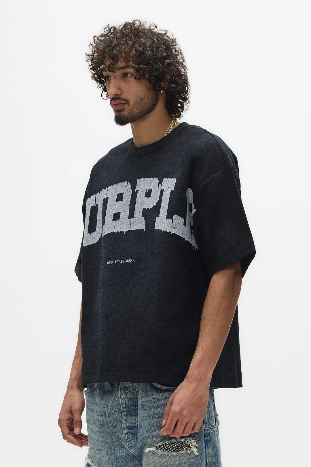 Purple Crackle Wordmark Tee (Black)