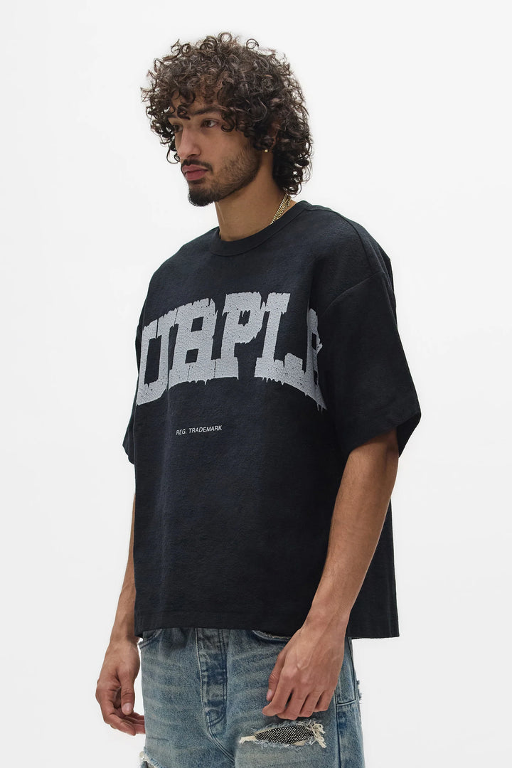 Purple Crackle Wordmark Tee (Black)